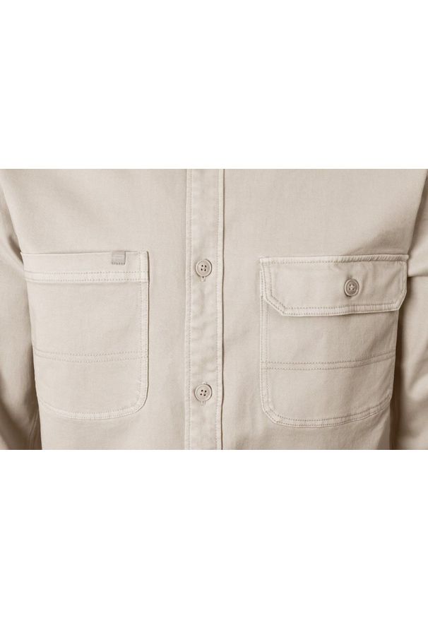 Lekka Kurtka o Kroju Koszuli Wierzchniej - Pako Jeans - Beżowa. Kolor: beżowy, wielokolorowy, brązowy. Materiał: elastan, bawełna, tkanina. Sezon: jesień, wiosna