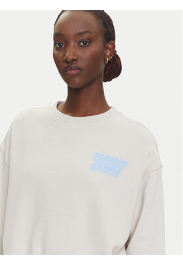 Tommy Jeans Bluza DW0DW21345 Beżowy Relaxed Fit. Kolor: beżowy. Materiał: bawełna