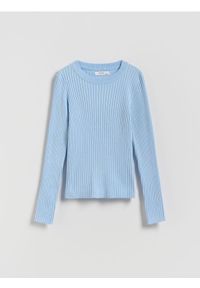 Reserved - Prążkowany sweter - jasnoniebieski. Kolor: niebieski. Materiał: prążkowany