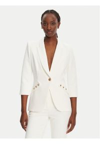 Elisabetta Franchi Marynarka GI-164-52E2-V640 Biały Regular Fit. Kolor: biały. Materiał: syntetyk