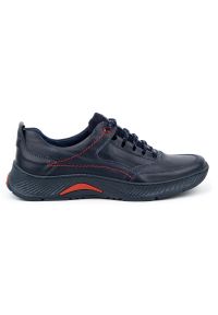 KOMODO Buty męskie skórzane Sport 922K granatowe lico niebieskie. Kolor: niebieski. Materiał: skóra. Styl: sportowy