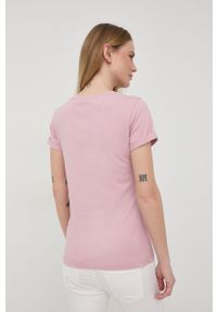 Hugo - HUGO t-shirt bawełniany kolor różowy. Kolor: różowy. Materiał: bawełna. Wzór: nadruk #4
