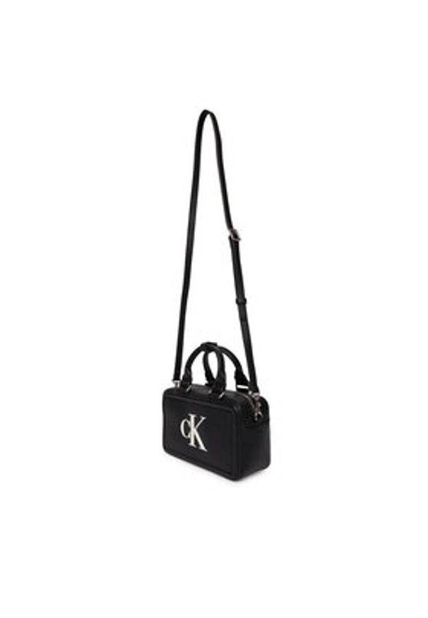 Calvin Klein Torebka Bold Ck Bauletto Crossbody LV04F3411G Czarny. Kolor: czarny. Materiał: skórzane