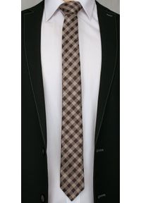 Alties - Brązowo-Beżowy Elegancki Krawat w Kratkę -ALTIES- 6 cm, Męski. Kolor: brązowy, wielokolorowy, beżowy. Materiał: tkanina. Wzór: kratka. Styl: elegancki #2