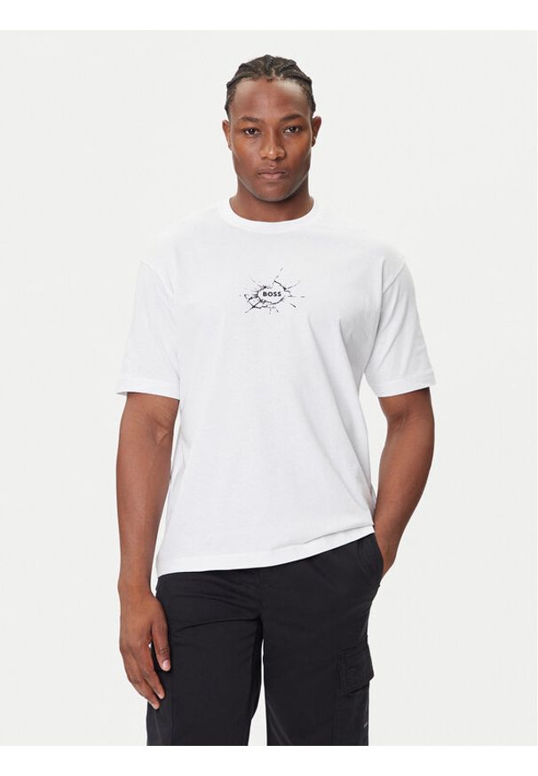 BOSS T-Shirt Te_Voyage 50546370 Biały Relaxed Fit. Kolor: biały. Materiał: bawełna
