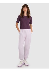 4f - 4F Crop-top slim gładki damski - fioletowy XXL. Okazja: na co dzień. Kolor: fioletowy. Materiał: bawełna, jersey. Długość rękawa: krótki rękaw. Długość: krótkie. Wzór: gładki. Styl: casual, sportowy #2