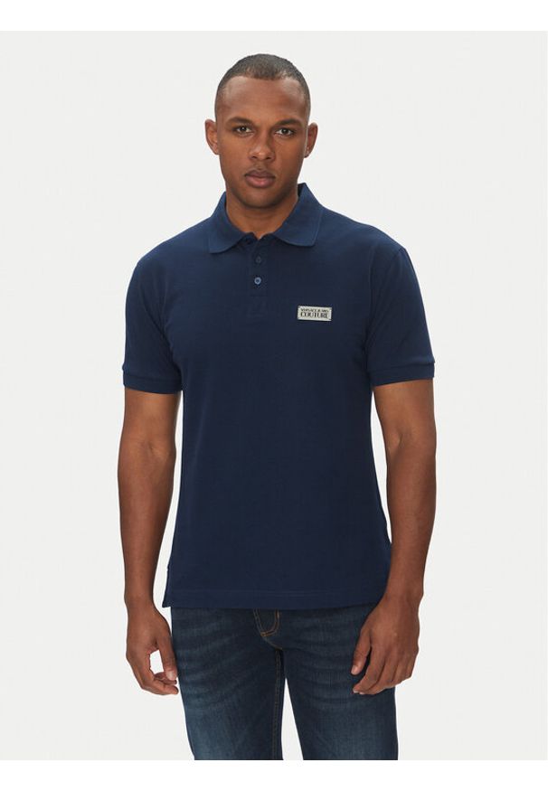 Versace Jeans Couture Polo 78GAGT08 Granatowy Regular Fit. Typ kołnierza: polo. Kolor: niebieski. Materiał: bawełna