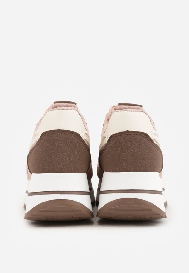 Born2be - Różowe Sneakersy na Grubej Podeszwie z Perforacją i Tweedowymi Wstawkami Idaphyphe. Okazja: na co dzień. Kolor: różowy. Materiał: jeans