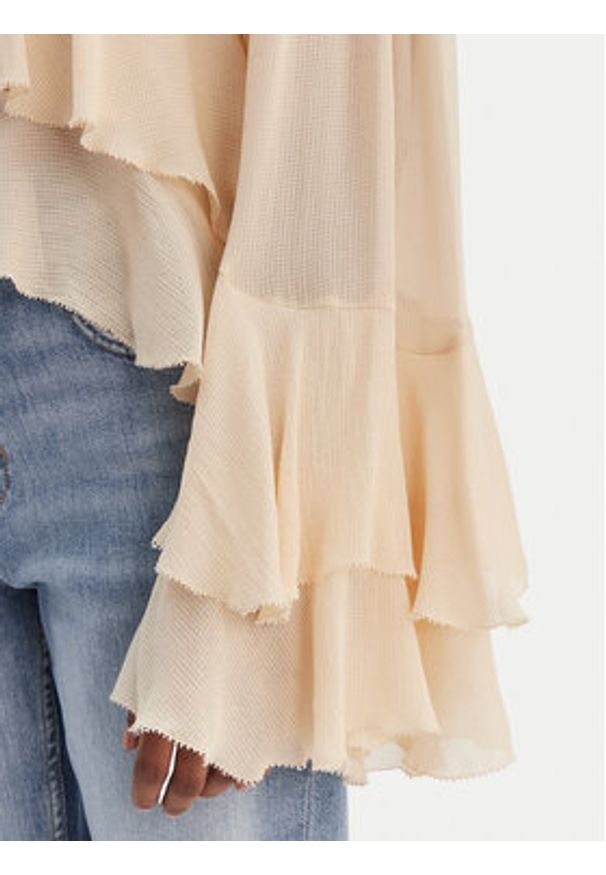 BOSS Bluzka Bleja 50554050 Beżowy Relaxed Fit. Kolor: beżowy. Materiał: wiskoza