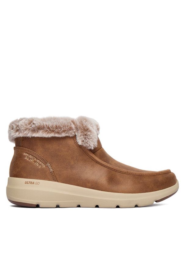 skechers - Skechers Botki Glacial Ultra 144221/CSNT Brązowy. Kolor: brązowy. Materiał: materiał