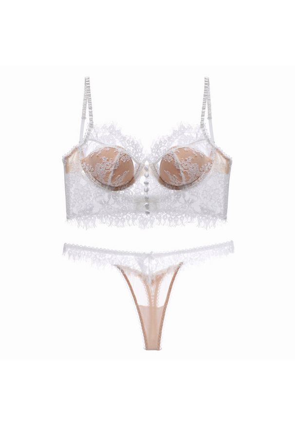 Intica - Komplet bielizny z gorsetowym topem na romantyczne wieczory Hendrikje. Kolor: biały. Materiał: materiał