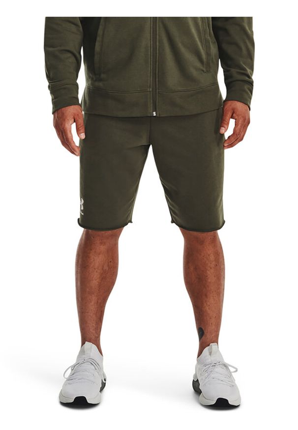 Under Armour Szorty sportowe UA RIVAL TERRY SHORT 1361631 Khaki Regular Fit. Kolor: brązowy. Materiał: bawełna. Styl: sportowy