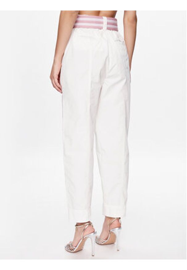 Pinko Spodnie materiałowe Rigore 100685 A0I4 Biały Relaxed Fit. Kolor: biały. Materiał: materiał, bawełna