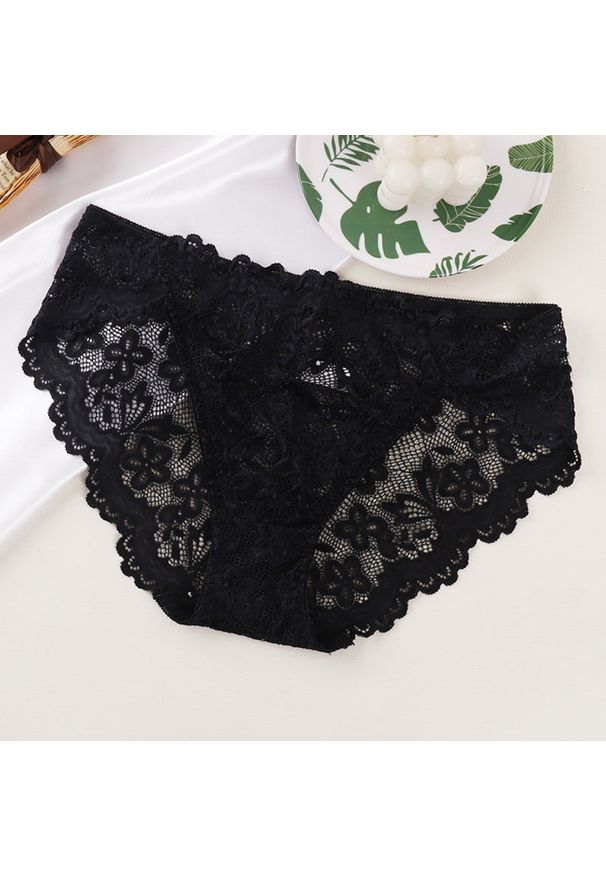 Intica - Koronkowe figi z delikatnej koronki na co dzień i specjalne okazje Barbe. Kolor: czarny. Materiał: koronka. Wzór: koronka