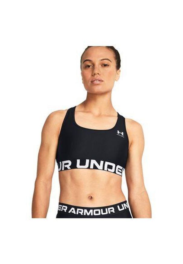 Stanik sportowy damski treningowy Under Armour biustonosz sportowy. Kolor: czarny. Sport: bieganie