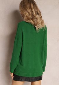 Renee - Zielony Klasyczny Sweter z Długim Rękawem Nemiona. Okazja: na co dzień. Kolor: zielony. Długość rękawa: długi rękaw. Długość: długie. Styl: klasyczny #3
