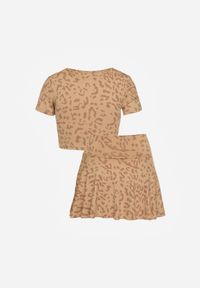 Renee - Brązowy Komplet Sportowy Spódnico-Spodenki Mini i Krótki T-shirt Tillifia. Kolor: brązowy #4