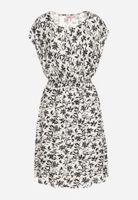 Born2be - Biała Sukienka z Bawełną i Kwiatowym Wzorem Lumianisse. Okazja: na co dzień. Kolor: biały. Materiał: bawełna. Długość rękawa: krótki rękaw. Wzór: kwiaty. Sezon: lato. Styl: casual, elegancki #2