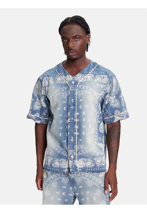 Karl Kani Koszula Paisley Denim Baseball PD00005371 Niebieski Regular Fit. Kolor: niebieski. Materiał: bawełna. Wzór: paisley