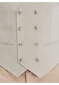 Pako Lorente - PAKO LORENTE - Beżowa dwurzędowa kamizelka w drobną kratę. Kolor: beżowy. Materiał: poliester, wiskoza, elastan. Wzór: kratka. Styl: młodzieżowy, elegancki #10