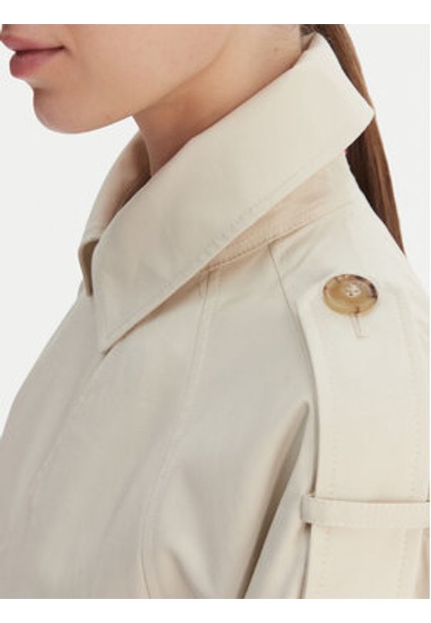 TOMMY HILFIGER - Tommy Hilfiger Trencz WW0WW50627 Écru Oversize. Kolor: kremowy. Materiał: bawełna