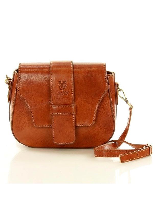 Vera pelle - Skórzana Torebka Crossbody Bag - Camel. Materiał: skórzane