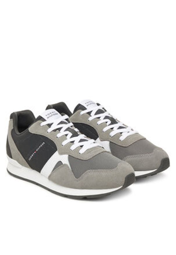 TOMMY HILFIGER - Tommy Hilfiger Sneakersy Runner Icon Mix FM0FM05679 Szary. Kolor: szary. Materiał: zamsz, skóra