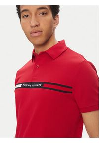 TOMMY HILFIGER - Tommy Hilfiger Polo Chest Insert MW0MW38130 Czerwony Regular Fit. Typ kołnierza: polo. Kolor: czerwony. Materiał: bawełna #3