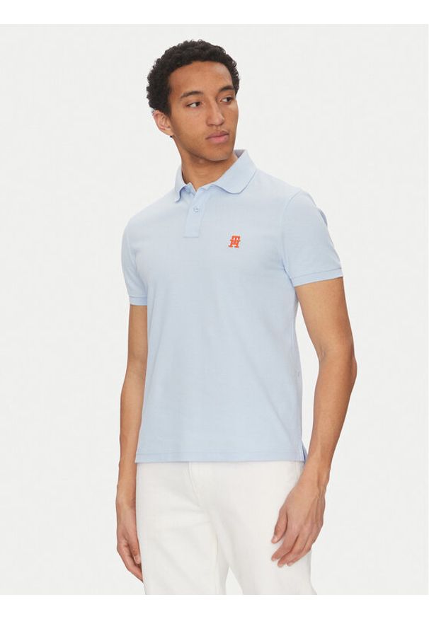 TOMMY HILFIGER - Tommy Hilfiger Polo MW0MW33167 Błękitny Regular Fit. Typ kołnierza: polo. Kolor: niebieski. Materiał: bawełna
