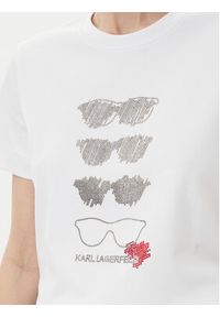 Karl Lagerfeld - KARL LAGERFELD T-Shirt A2W17103 Biały Regular Fit. Typ kołnierza: dekolt w karo. Kolor: biały. Materiał: bawełna