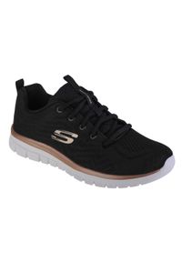 skechers - Damskie GRACEFUL GET CONNECTED Sneakersy Czarny / różowe złoto. Kolor: wielokolorowy, różowy, czarny. Materiał: materiał, poliester. Szerokość cholewki: normalna
