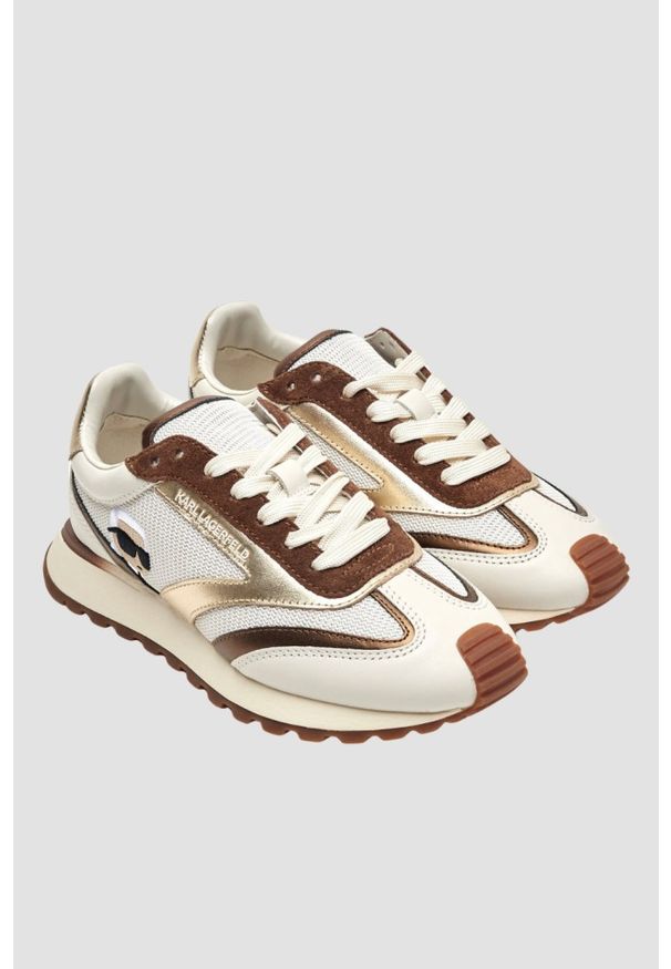 Karl Lagerfeld - KARL LAGERFELD Biało-brązowe damskie sneakersy KAIRO NFT Peep, Rozmiar 40. Okazja: na co dzień. Kolor: biały