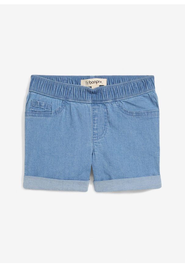bonprix - Szorty dżinsowe o średnim stanie. Kolor: niebieski. Sezon: lato
