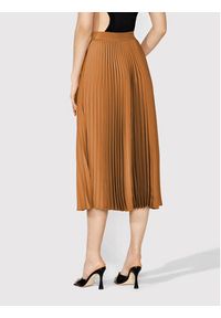 Simple Spódnica plisowana SDD006 Brązowy Regular Fit. Kolor: brązowy. Materiał: syntetyk