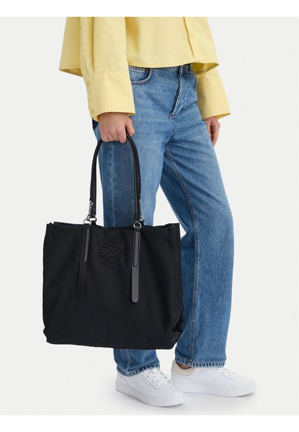 TOMMY HILFIGER - Tommy Hilfiger Torebka Th Elevated Nylon Tote AW0AW18406 Czarny. Kolor: czarny