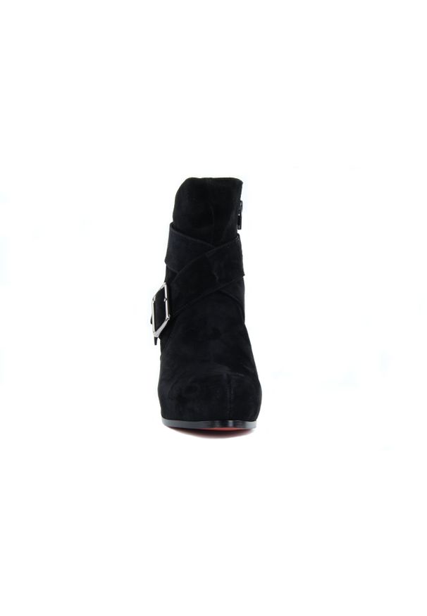Botki Sca'viola 3W542 Suede Black, Czarny, Skóra naturalna. Zapięcie: klamry. Kolor: czarny. Materiał: nubuk. Szerokość cholewki: normalna. Sezon: jesień, zima. Obcas: na obcasie. Styl: klasyczny. Wysokość obcasa: średni