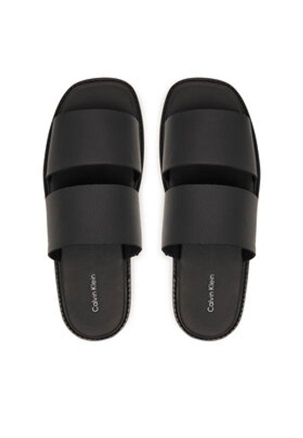 Calvin Klein Klapki Sq Molded Sandal Db Lth HM0HM02234 Czarny. Kolor: czarny. Materiał: skóra