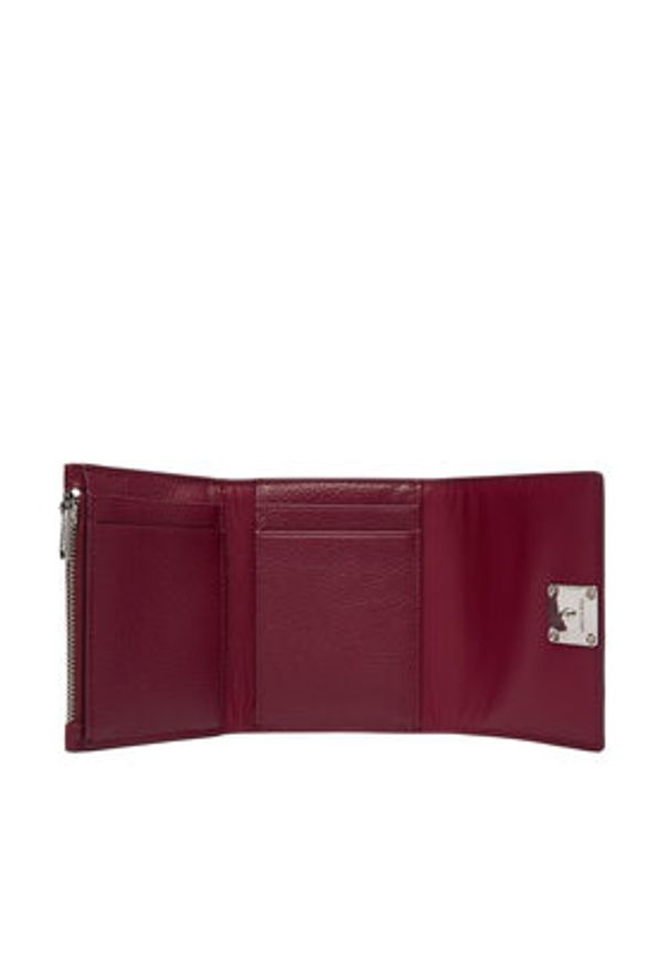 Calvin Klein Portfel Emblem Hw Pebble Trifold W/Zip LV04F1128G Bordowy. Kolor: czerwony. Materiał: skóra