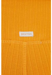 Brixton szorty damskie kolor żółty gładkie high waist. Stan: podwyższony. Kolor: żółty. Materiał: dzianina, skóra. Wzór: gładki