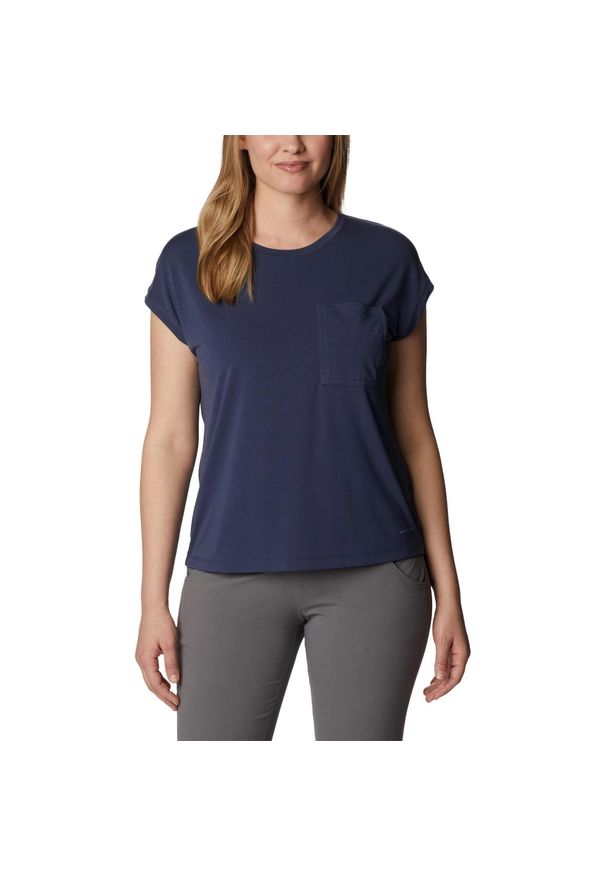 columbia - Koszulka damska Columbia Boundless Trek Short Sleeve Tee z krótkim rękawem. Kolor: niebieski. Materiał: elastan, poliester, wiskoza. Długość rękawa: krótki rękaw. Długość: krótkie. Sezon: lato