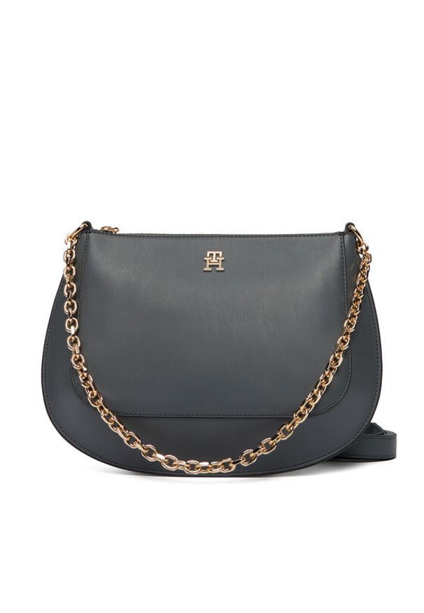 TOMMY HILFIGER - Tommy Hilfiger Torebka Th Glam Conv Med Crossover AW0AW18143 Szary. Kolor: szary. Materiał: skórzane