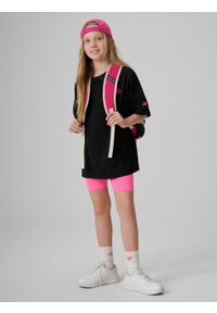 4f - 4F T-shirt loose z nadrukiem dziewczęcy - czarny 146/152 (10-12 lat). Okazja: na co dzień. Kolor: czarny. Materiał: materiał, bawełna, dresówka, dzianina. Wzór: nadruk. Sezon: lato. Styl: klasyczny, casual #2