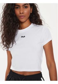 Fila T-Shirt FAW0744 Biały Slim Fit. Kolor: biały. Materiał: bawełna