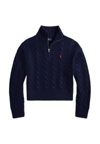 Polo Ralph Lauren Sweter 211972130004 Granatowy Relaxed Fit. Typ kołnierza: polo. Kolor: niebieski. Materiał: wełna