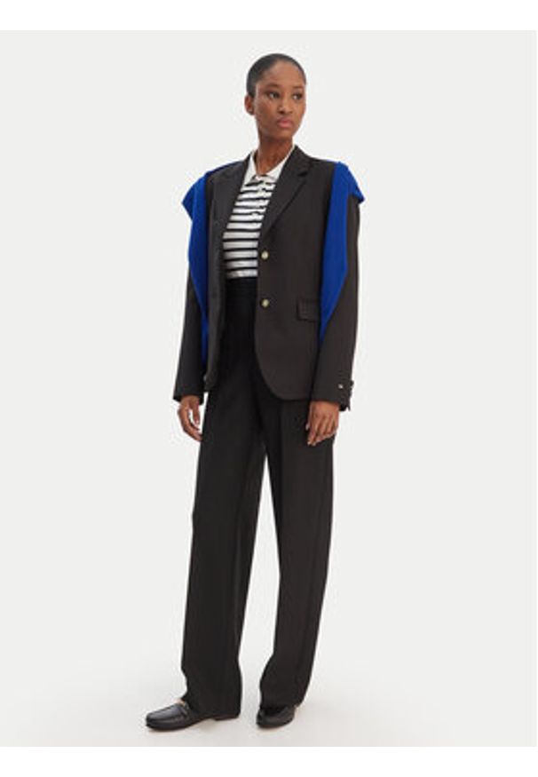 TOMMY HILFIGER - Tommy Hilfiger Spodnie materiałowe WW0WW47799 Czarny Straight Fit. Kolor: czarny. Materiał: syntetyk