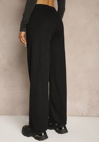 Renee - Czarne Spodnie o Szerokim Kroju High Waist Savianne. Okazja: na co dzień. Stan: podwyższony. Kolor: czarny. Sezon: wiosna. Styl: casual