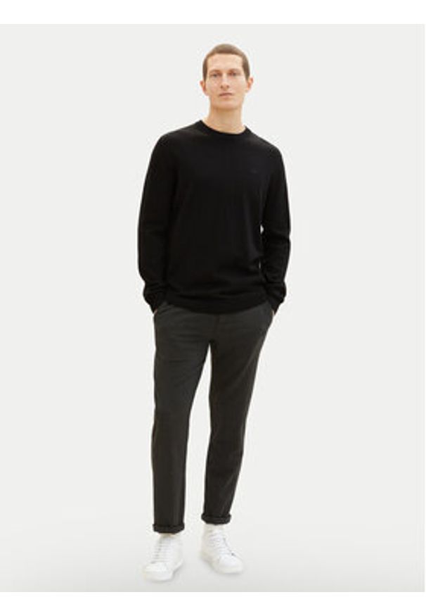 Tom Tailor Sweter 1038426 Czarny Regular Fit. Kolor: czarny. Materiał: bawełna