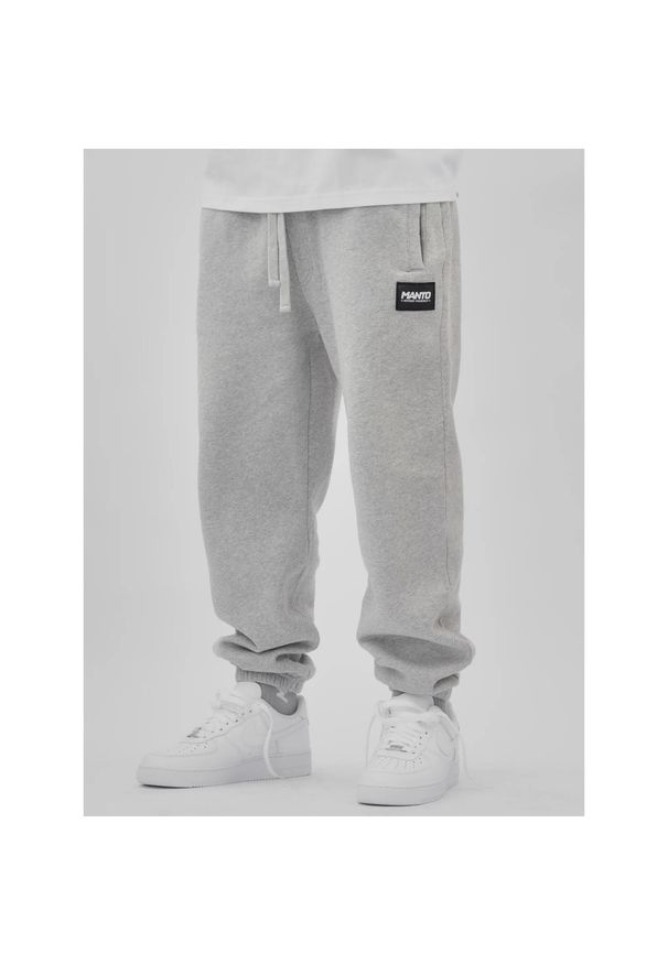 MANTO spodnie dresowe LABEL 25 melanż. Kolor: szary. Materiał: dresówka. Długość: długie. Wzór: melanż