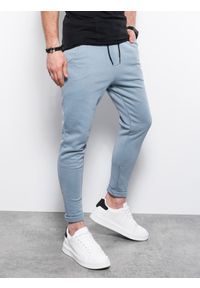 Ombre Clothing - Spodnie męskie dresowe - błękitne V3 P949 - S. Kolor: niebieski. Materiał: dresówka. Styl: klasyczny #3