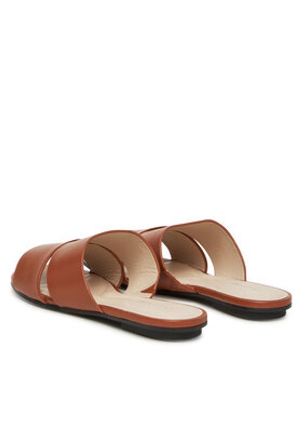 Calvin Klein Klapki Flat Slide - Lth 2 Straps HW0HW02365 Brązowy. Kolor: brązowy. Materiał: skóra